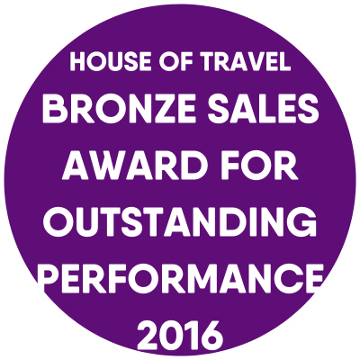 House of Travel Bronze Sales Award for outstanding performance 2016
