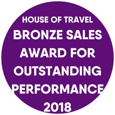 House of Travel Bronze Sales Award for outstanding performance 2018